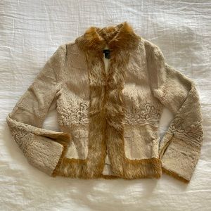 Y2K Arden B Boho Embroidered Fur Jacket